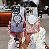 Χαμηλού Κόστους iPhone Θήκες-τηλέφωνο tok Για iPhone 16 iPhone 15 14 Pro Max Plus iPhone 13 12 11 Pro Max Πίσω Κάλυμμα Θήκη μαγνητικής προσρόφησης Διαφανής με τον Lanyard Υποστήριξη ασύρματης φόρτισης Καρδιά Διαβάθμιση χρώματος