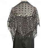 abordables Cape Châle-Châle triangle à paillettes pour femmes, enveloppe à franges, cape de soirée, châle de mariée, écharpe pour robes de soirée, fête