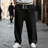 baratos Calças Desportivas-Homens Calças Esportivas Corredores Calça de moletom com pernas largas Calças Bolsos Com Cordão Cintura elástica Tecido Conforto Respirável Ao ar livre Diário Para Noite Moda Casual Preto Cinzento