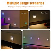 abordables sensor de luces nocturnas-1 luz nocturna LED con sensor de movimiento infrarrojo, atenuación continua, luz nocturna recargable, encendido/apagado automático, colores ajustables para cocina, dormitorio, sala de estar, pasillo,