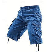 baratos Clássico-Homens Shorts táticos Capri Cargo Shorts Bermuda Cargo Calção Shorts de Trilha Botões Bolso multi Tecido Vestível Comprimento da panturrilha Ao ar livre Diário Acampar e Caminhar Moda Clássico Preto