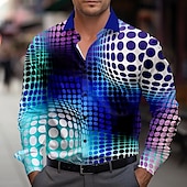 voordelige Geometrisch patroon-Voor heren 3D Print Geometrisch patroon Overhemd met knopen Bedrukte overhemden Lange mouw Mode-casual Buiten Vakantie Straat Lente zomer Strijkijzer Afdrukken Button-omlaag blauw