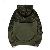 billiga bashuvtröjor för män-Herr Huvtröja Svart Armégrön Huva Färgblock Kamuflasje Lappverk Ficka Sport &amp; Utomhus Dagligen Helgdag Streetwear Grundläggande Ledigt Vår &amp; Höst Kläder Pull Tröjor