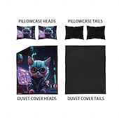 cheap Duvet Cover Sets-Cyberpunk Style Sci-Fi Animal Duvet Cover Set Includes Duvet Cover and Pillowcases Futuristic and Vibrant Design Soft and Durable Fabric Perfect for Adding an Edgy Touch to Your Bedroom Decor