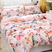 baratos Conjuntos de capa de edredão-conjunto de capa de edredon com estampa escovada borboleta rosa - inclui capa de edredom e fronhas - design elegante e caprichoso - tecido macio e aconchegante - perfeito para realçar a decoração do
