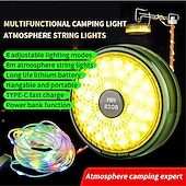 abordables Lumières de cordes solaires-Guirlande lumineuse led 2 en 1 pour camping, extérieur, lampe d&#039;ambiance recyclable, luminaire décoratif d&#039;intérieur, idéal pour un jardin, une tente ou une chambre