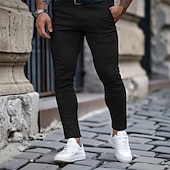 cheap Chinos-Men&#039;s Trousers Chinos Chino Pants Casual Pants Pocket Plain Comfort Breathable Full Length Outdoor Daily Going out Fashion Streetwear Black White Micro-elastic