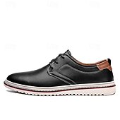 baratos Casual-sapatos masculinos casuais azul marinho - elegantes oxfords de couro com cordões e sola branca para negócios e uso diário