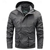 cheap Men&#039;s Jackets &amp; Coats-Men&#039;s Outdoor Jacket Transition Jacket Hiking Removable Multiple Pockets All Seasons Plain Casual Hooded Regular Black Khaki Dark Blue Gray Jacket