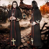 cheap Men&#039;s Costumes-Vampire Pastor Cosplay Costume Masquerade Adults&#039; Men&#039;s Cosplay Carnival Performance Halloween Carnival Masquerade Mardi Gras Easy Carnival Costume
