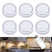 baratos luz do armário-Luzes LED Puck para armários com controle remoto, lâmpada AA com função de memória, 3 modos de iluminação, luzes adesivas para armários de cozinha