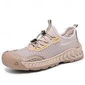 billiga Herrsneakers-Herr Sneakers PU Läder Tyg Bekväm Halksäker Snörning Mandel Svart Grå
