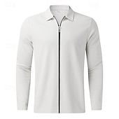 cheap Men&#039;s Jackets &amp; Coats-Men&#039;s Shirt Jacket Transition Jacket Daily Breathable Pocket All Seasons Plain Classic Lapel Regular Waffle Fabric Black White Royal Blue Khaki Light Grey Jacket