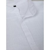 voordelige Vakantie-Voor heren Overhemd Linnen overhemd Zomer overhemd Strand Kleding Overhemd met bandkraag Overhemd met knopen Effen Vakantie Curise Zwart Wit blauw Oranje Korte mouw Band Kraag Zomer Kleding