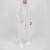 cheap Tracksuits-Men&#039;s Tracksuit Jogging Suit 2 Piece Full Zip Casual Fall Long Sleeve Breathable Soft Fitness Gym Workout Running Sportswear Activewear Color Block Dark Grey Black White