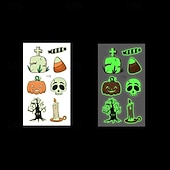 abordables Halloween 2024-Autocollants de tatouage lumineux en toile d&#039;araignée d&#039;halloween, 10 pièces, autocollants de visage de fête de festival lumineux de dessin animé