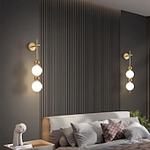 billige Vegglamper for innendørsbruk-led innendørs vegglamper varm hvit 65/72cm 1/2-lys kobber midten av århundret moderne langvegglys bar globus veggmontert lampe gårdshus ball lineær lysarmatur for stue soverom hotell korridor gang