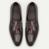 preiswerte Loafer aus hochwertigem Leder-Herren-Loafer aus Rindsleder mit Quastendetail und weißer Sohle für elegante und lässige Anlässe