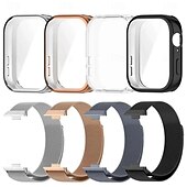 お買い得  その他の時計バンド-スマートウォッチバンド と互換性があります Huawei Huawei Band 7 Huawei Watch Fit 2 バンド 8 フィット3を見る バンド 9 スマートウォッチ ストラップ ケース付き マグネティッククラスプ メッシュ ミレネーゼループ 置換 リストバンド