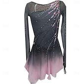 Figure Skating Dress Women's Ice Skating Skirt Dress Fuchsia Thumbhole Open Back Spandex High Elasticity Professional Competition Skating Wear Thermal Warm Classic Crystal / Rhinestone Long Sleeve4