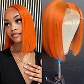 preiswerte Echthaarperücken mit Stirn-Spitzenkappe-Remy Menschenhaar 13x6 Verschluss 13x4 Spitzenfront 4x4 Spitzenfront Perücke Bob Bubikopf Kurzer Bob Seitenteil Brasilianisches Haar Glatt Rosa Rot Blau Lila Perücke 130% 150% 180% Haardichte mit