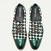 baratos Sapatos Sociais Elementares-Homens Oxfords Xadrez Tartã Couro Pele Respirável Confortável Antiderrapante Com Cadarço Verde Outono Inverno