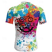 abordables Maillots pour hommes-Homme Maillot Velo Cyclisme Manche Courte Cyclisme Tee-shirt Maillot avec 3 poches arrière VTT Vélo tout terrain Respirable Séchage rapide Conception anatomique Mèche Blanche Graphic Des sports