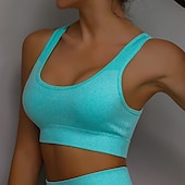 voordelige Sport bh&#039;s-Dames Lichte ondersteuning Sport bh&#039;s Running BH Open achterkant Verwijderbare vulling Goede top Gewatteerd Fitness Recreatiesport Hardlopen Ademend Lichtgewicht Zacht Zwart Rood Marine Blauw Effen