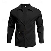 preiswerte Herrenhemd zum Knöpfen-Herren Hemd Sommerhemd Freizeithemd Strandhemd Schwarz Weiß Armeegrün Grau Leicht Blau Langarm Einfach Revers Urlaub Hawaiianisch Button-Down Bekleidung Polyester Mode Lässig Bequem