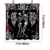 levne Halloween koupel-halloween skull sprchový závěs, moderní voděodolná polyesterová tkanina, kterou lze prát v pračce do koupelnové vany s 12 háčky
