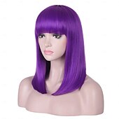 abordables Perruques de personnages de films-Inside Out 2 perruque bob courte droite violette avec frange cheveux synthétiques naturels résistants à la chaleur pour femmes perruques de costume ennui 15 pouces perruques d&#039;Halloween