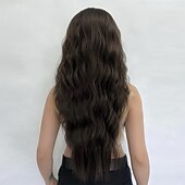 levne Syntetické trendy paruky-Syntetické paruky Vlnitá Bouncy Curl Střední část Paruka 26&quot; Tmavěhnědá Umělé vlasy Dámské Střední část Chladný Rozkošný Smíšené barvy
