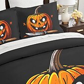 levne Sady přikrývek-kolekce halloween sada povlaků na přikrývky Jack o lucerna dýně 3dílná sada super měkká šetrná k pokožce s dlouhou životností