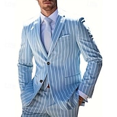 abordables Blazers pour hommes-Homme Remise de diplôme Blazer Affaires Cocktail Fête de mariage Mode Occasionnel Printemps &amp; Automne Polyester Rayures Boutons Avec Poches Confortable Simple Boutonnage veste Rose Claire Bleu Orange