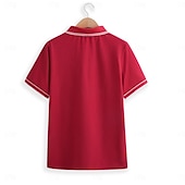 preiswerte Klassisches Poloshirt für Herren-Herren Baumwoll-Poloshirt Golfshirt Arbeit Geschäft Gerippter Polokragen Klassisch Kurzarm Basic Modern Einfarbig Patchwork Knöpfe Frühling &amp; Sommer Normale Passform Dunkelgrau Schwarz Burgunderrot