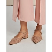 economico Ballerine da donna-Per donna Ballerine Mary Jane Da mare Ufficio Giornaliero Nappa Piatto Elegante Boemia Festività Raso Similpelle Listino alla caviglia Rosa polveroso Nero