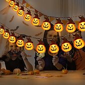 billige Halloween utendørs-solenergi halloween gresskar string lys lyser opp gresskar jack o lanterne 5m 20leds 7m 30leds 8 moduser husholdning vanntett for halloween hage hage hage plen balkong dekorasjon