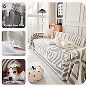 economico Coperte per divano-copridivano boho resistente all&#039;acqua, copridivano in morbida ciniglia per cani lavabile, copridivano per divano con 3 cuscini adatto agli animali domestici, spesso, resistente allo sporco