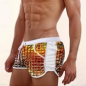 billiga Geometrisk tryck-Herr Rutnät / Pläd Geometriska mönster Badshorts Boardshorts Beach Shorts Medium Midja Mode Designer Surfing Helgdag Strand Ficka Snörning Elastisk midja Designer Kläder