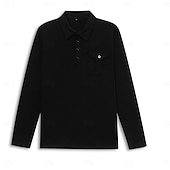 preiswerte Klassisches Poloshirt für Herren-Herren Poloshirt Polos mit Knöpfen Casual Sport Kargen Langarm Modisch Basic Glatt Taste Tasche Frühling &amp; Herbst Regular Fit Schwarz Weiß Armeegrün Rote Marineblau Dunkelgrün Poloshirt