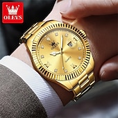 cheap Quartz Watches-OLEVS Men Quartz Watch Fashion Business Wristwatch Luminous Calendar Waterproof Decoration Steel Watch