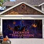 Halloween Door Decorations Halloween Garage Door Cover Pumpkins Jack O Lantern Outdoor Banner Ghost Bats Large Backdrop Decoration for Holiday Out door Decorations Door Home Wall Decorations 51