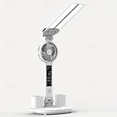 cheap Household Appliances-Multi-Functional Eye Protection Desk LED Lamp Study Lamp with Electric Fan Plug-In Operation White
