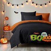 levne Sady přikrývek-kolekce halloween sada povlaků na přikrývky Jack o lucerna dýně 3dílná sada super měkká šetrná k pokožce s dlouhou životností