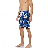 cheap Tropical Plants &amp; Flowers-Men&#039;s Graphic Flower / Floral Swimming Trunks Board Shorts Swim Shorts Mid Waist Streetwear Hawaiian Boho Casual Daily Holiday Drawstring with Mesh lining Elastic Waist Designer Clothing Apparel