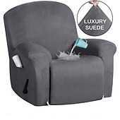 abordables Housse de fauteuil inclinable-Housse de fauteuil inclinable en daim imperméable, couleur unie, housse de protection simple, housse de chaise à bascule super lisse