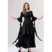 levne Šaty-Retro Středověké Renesanční Šaty Šaty inspirované Regency Ren Faire Viking Elfí Dámské Keltské Fantazie Plesová maškaráda Večírek Dospělí Šaty