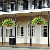 Недорогие Искусственные растения и цветы-уличное подвесное кашпо с искусственными цветами - устойчивая к ультрафиолету роза, эвкалиптовые растения, зелень из искусственного пластика, гипсофила для внутреннего сада, крыльца, оконного ящика,