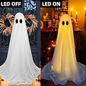 cheap Halloween Outdoor-Halloween Decorations Lighted Ghosts Outdoor Decoration Lights Yard Halloween Standing Ghost Lights Battery Operated Porch for Patio Spooky Atmosphere Decorations 1pc