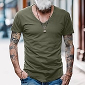 economico T-shirt in Cotone e Lino-Per uomo Maglietta Maglie traspiranti Manica Corta Scollo a V Semplice Sport Essenziale Casual Morbido Casa Streetwear Casual Esercito verde blu navy Nero Maglietta Top per Uomo